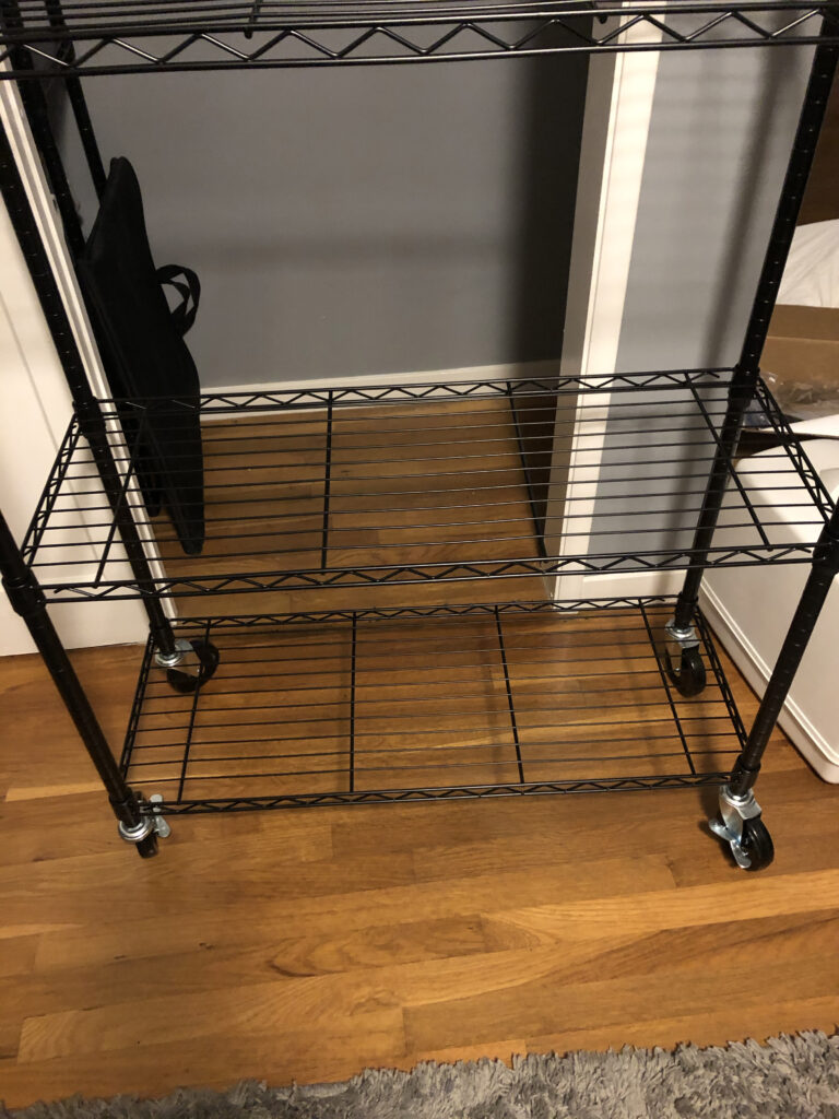 Wire shelves with casters